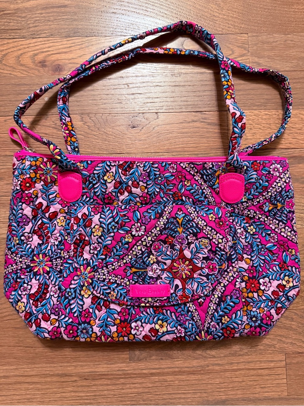 Vera Bradley Hot Pink Floral & Paisley Kaleidoscope Quilted Tote